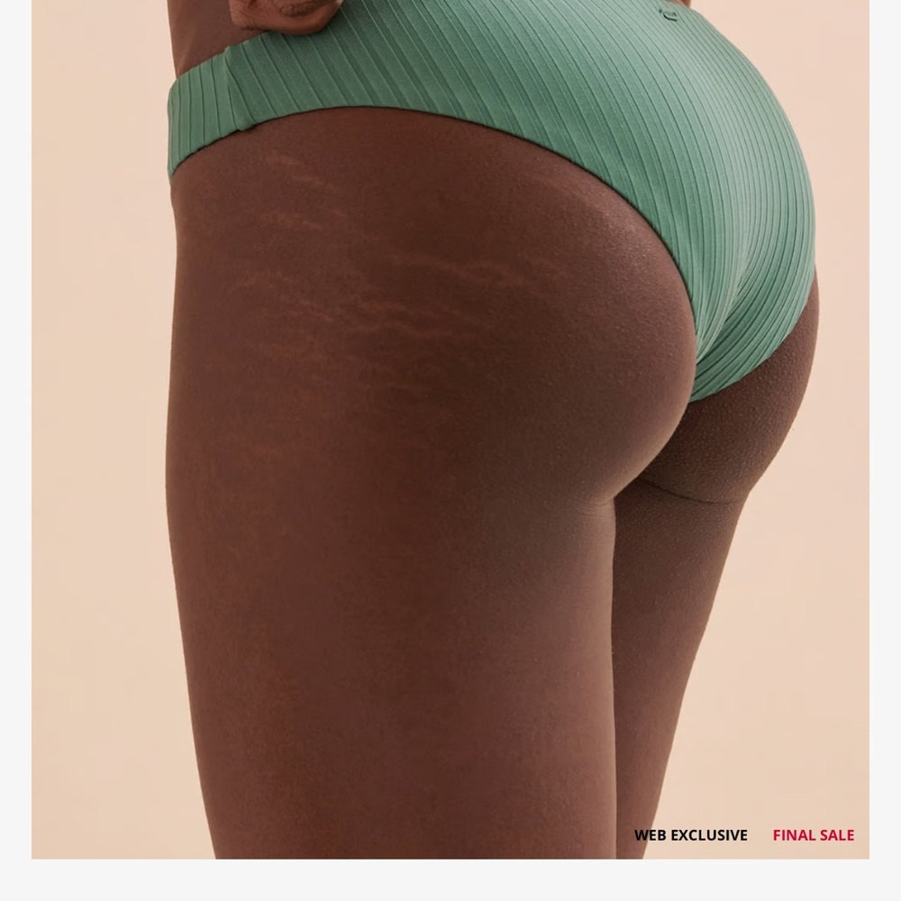 Green Ribbed Bikini Bottom - Picture 2 of 3